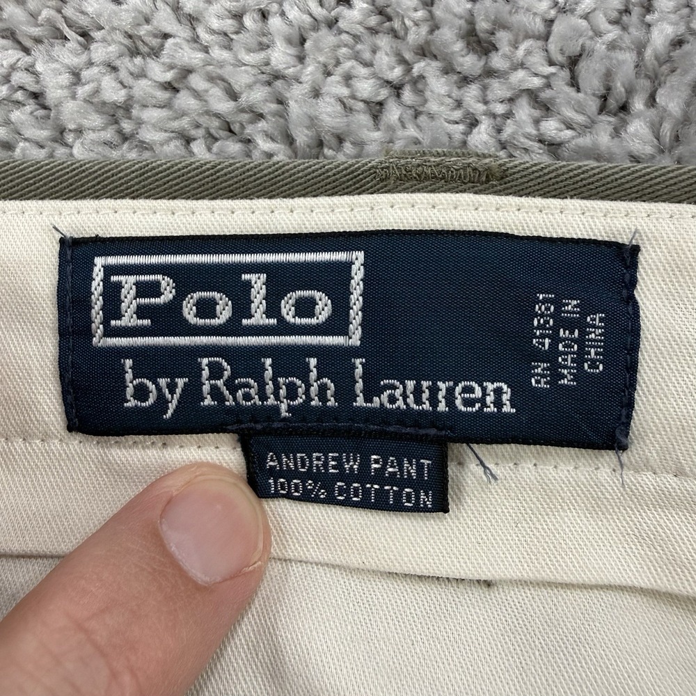 Vintage Polo Ralph Lauren Andrew Chino Pants Men's 40x29 Olive Green Pleats - Picture 7 of 13